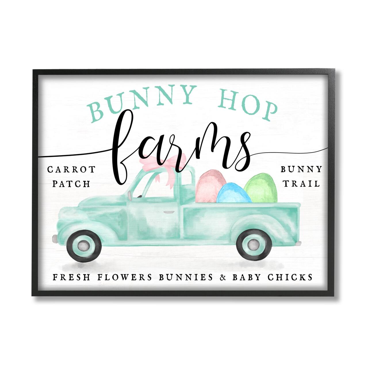 Stupell Industries Bunny Hop Farms Sign Easter Egg Green Truck Framed Giclee Art